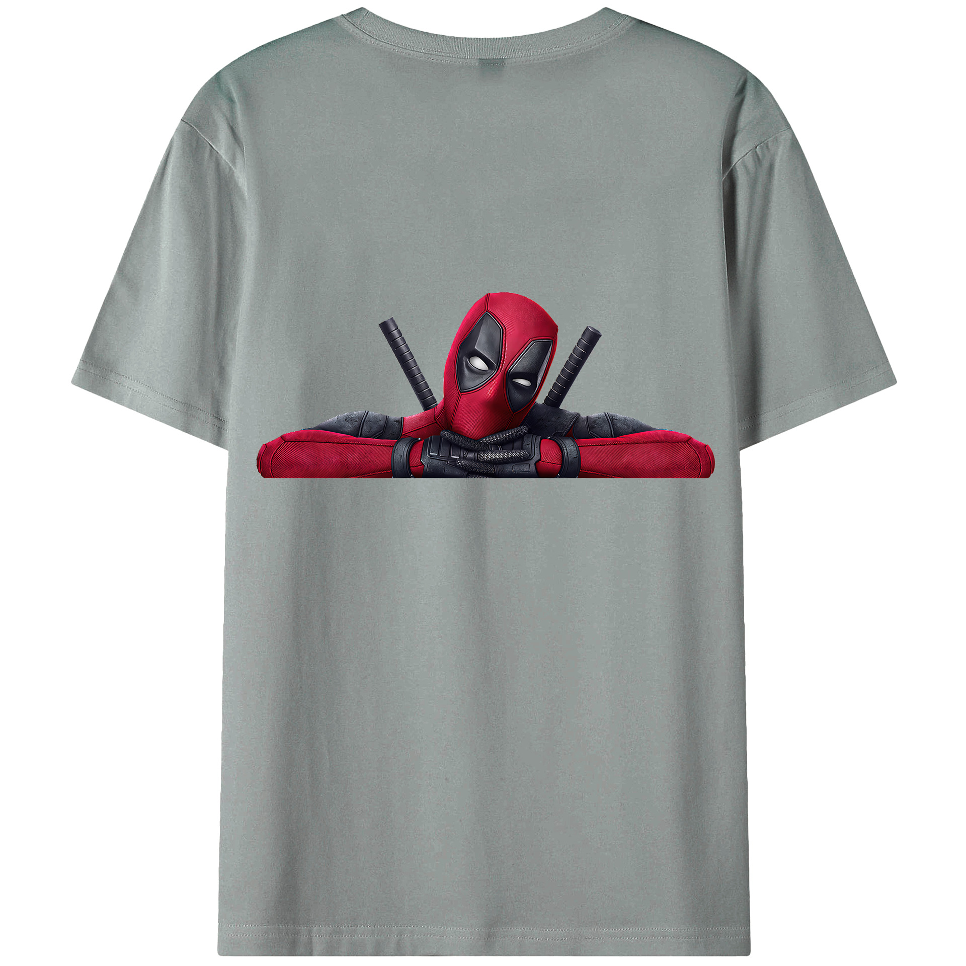 （画像用） Deadpool デッドプール 綿100％ メンズ半袖Tシャツ（バックプリント） 通気性